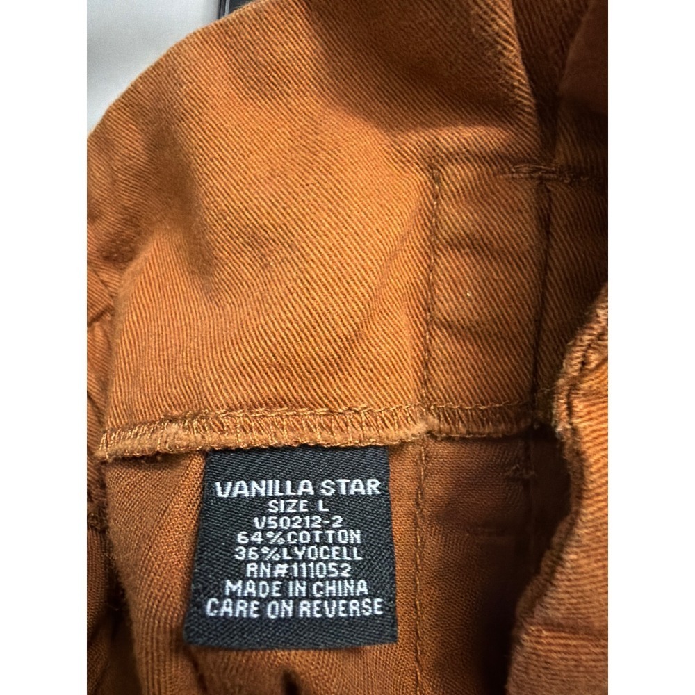 Vanilla Star Womens High Waist Paperbag Pants Rust Brown Button Fly Size L - Picture 4 of 6